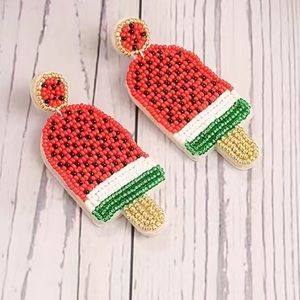 Watermelon popsicles beaded earrings.